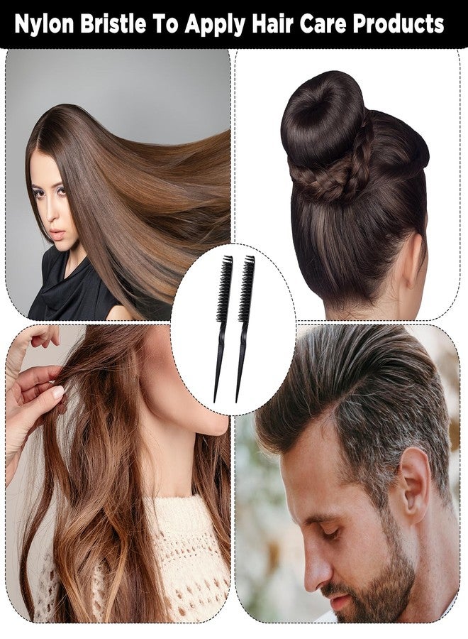 مجموعة أمشاط شعر بثلاثة صفوف، مشط تصفيف الشعر على شكل ذيل فأر، فرشاة تصفيف الشعر المجعد، أمشاط سوداء لفك تشابك الشعر للنساء والرجال (قطعتان) - Image 4